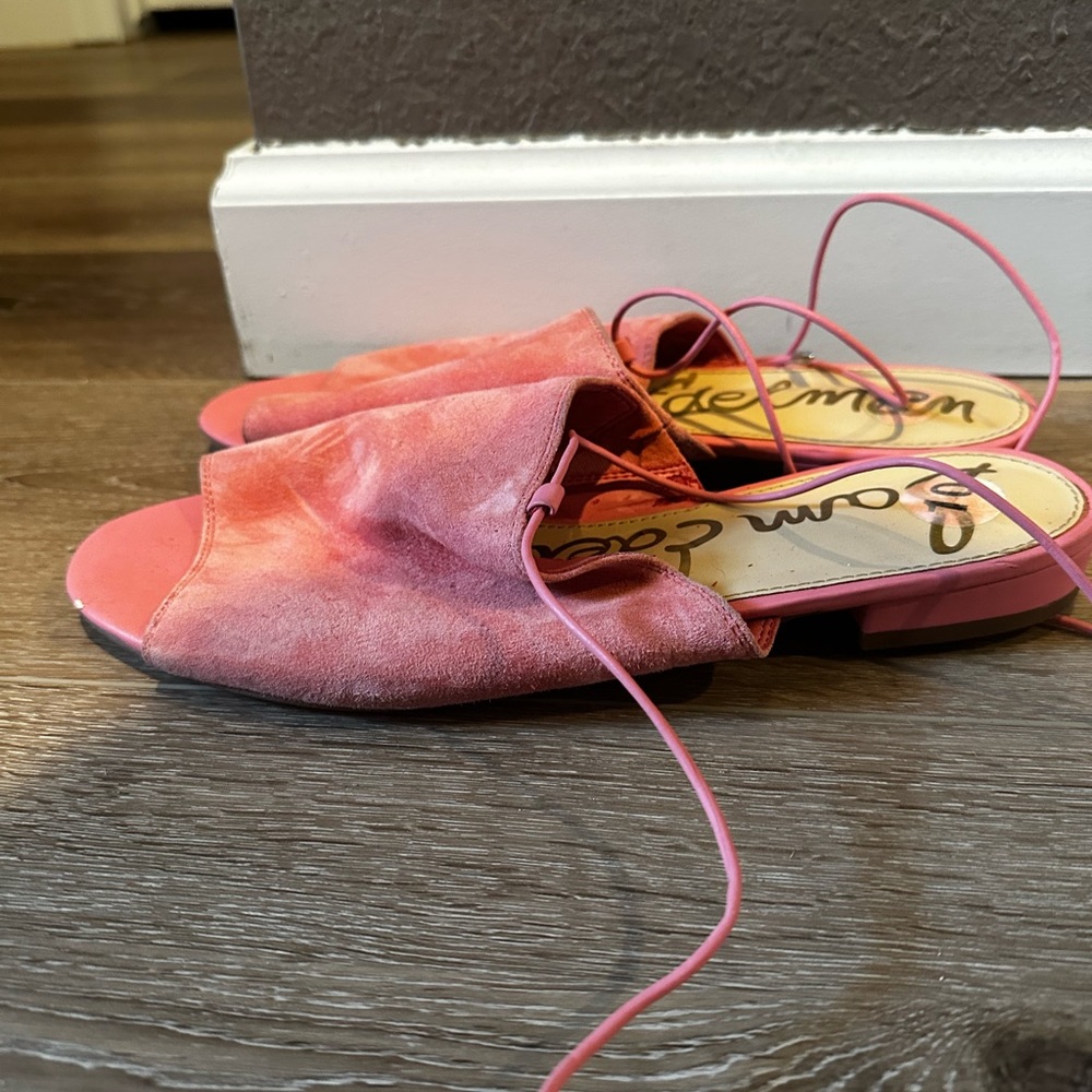 Sam Edelman Pink Suede Lace Up Sandals - Picture 2 of 2